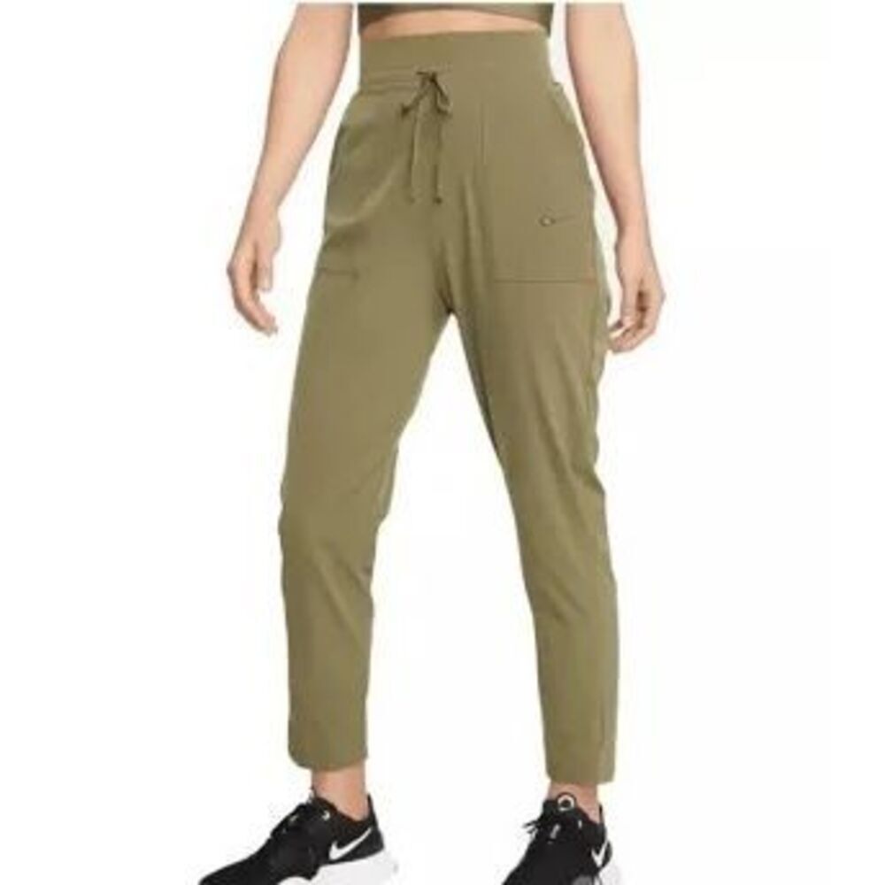 NIKE Bliss Luxe Training Pants 7/8 Army Green Dri-Fit Drawstring XL